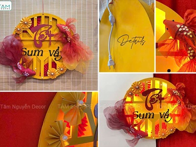 [Order 3 - 5 ngày] Bảng treo Tết Sum Vầy đèn Led [Bằng gỗ - Cắm điện] ĐK 60cm BANGTREO-TET-01